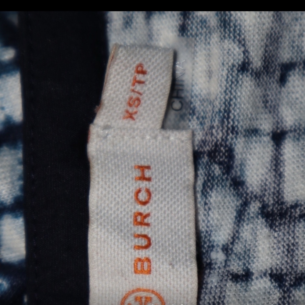 Tory Burch Nic Linen Tee Navy White Beaded V Neck XS - Picture 6 of 6
